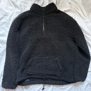 No Boundaries Black Sherpa Half-Zip Pullover